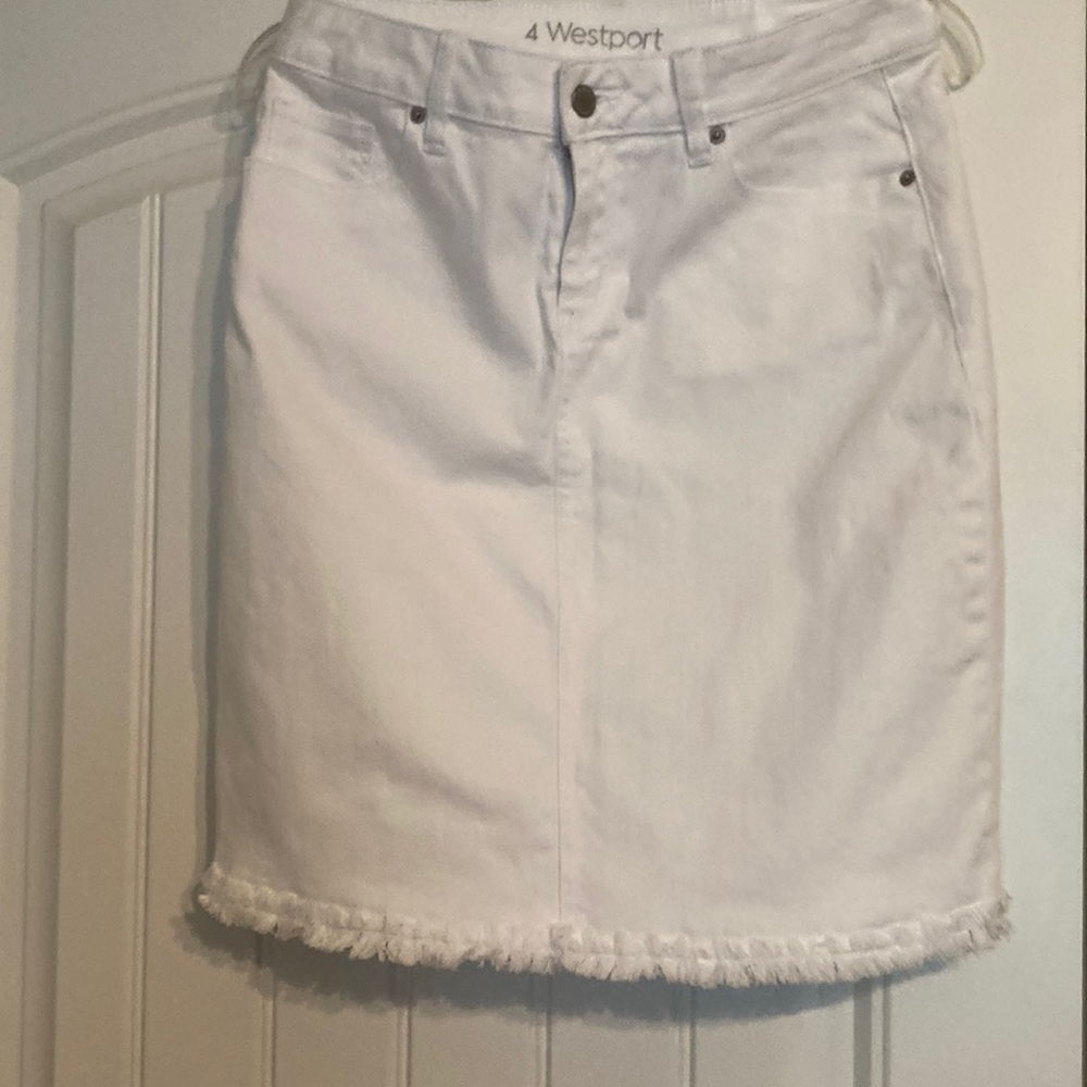White denim mini skirt